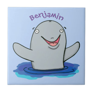 Bekvämt illustration av tecknaden i lycklig kakelplatta