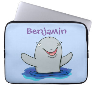 Bekvämt illustration av tecknaden i lycklig laptop fodral