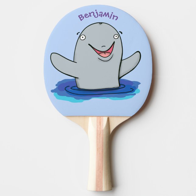 Bekvämt illustration av tecknaden i lycklig pingisracket (Framsidan)