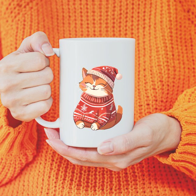 Bekvämt katt i Helgdag Sweater Mugg (Skapare uppladdad)