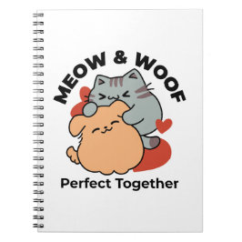 Bekvämt katt och Hund Hug - Meow & Woof Design Anteckningsbok