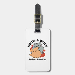 Bekvämt katt och Hund Hug - Meow & Woof Design Bagagebricka
