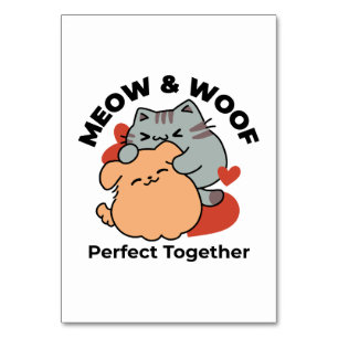 Bekvämt katt och Hund Hug - Meow & Woof Design Bordsnummer