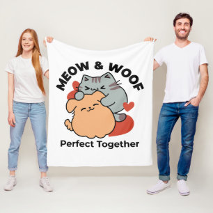 Bekvämt katt och Hund Hug - Meow & Woof Design Fleecefilt