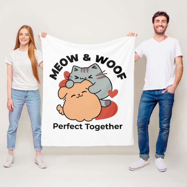 Bekvämt katt och Hund Hug - Meow & Woof Design Fleecefilt (På plats)