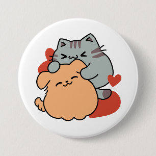 Bekvämt katt och Hund Hug - Meow & Woof Design Knapp