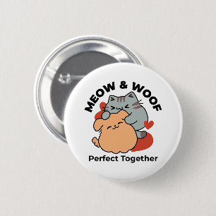 Bekvämt katt och Hund Hug - Meow & Woof Design Knapp