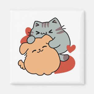 Bekvämt katt och Hund Hug - Meow & Woof Design Magnet