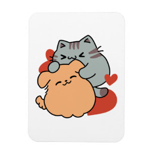 Bekvämt katt och Hund Hug - Meow & Woof Design Magnet