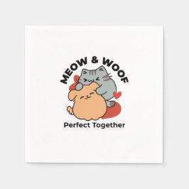 Bekvämt katt och Hund Hug - Meow & Woof Design Pappersservett