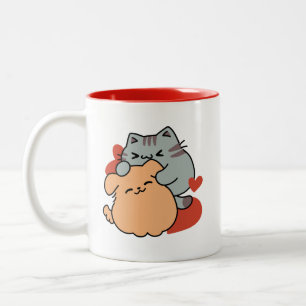 Bekvämt katt och Hund Hug - Meow & Woof Design Två-Tonad Mugg