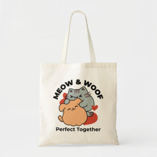 Bekvämt katt och Hund Hug - Meow & Woof Design Tygkasse