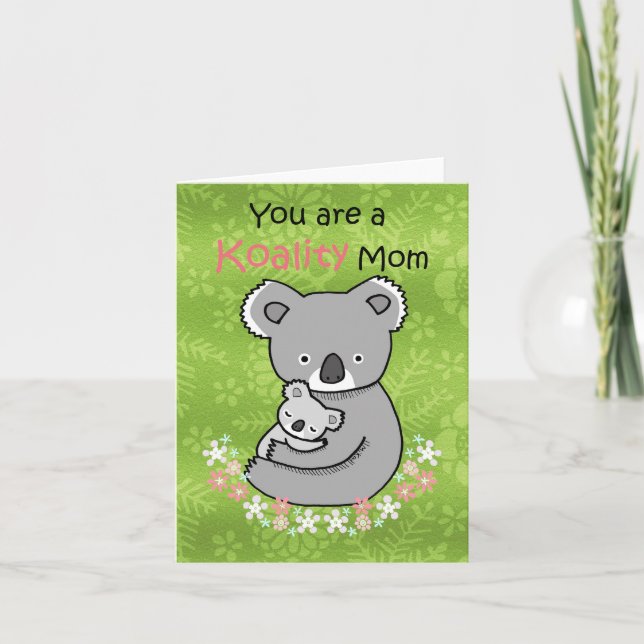 Bekvämt Koala björn Cute och lustig mors dag Kort (Framsida)