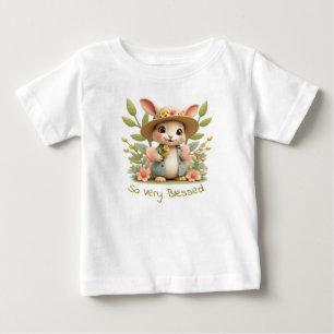Bekvämt lilla bunny med blommor t shirt