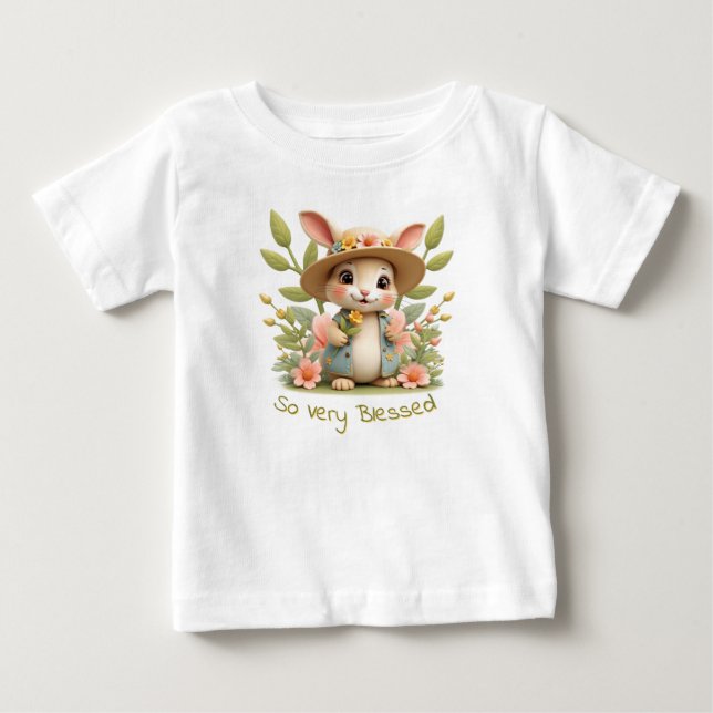 Bekvämt lilla bunny med blommor t shirt (Framsida)
