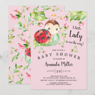 Bekvämt lilla Dam Ladybug Baby Shower Inbjudningar