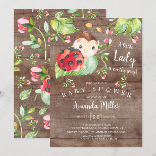 Bekvämt lilla Dam Ladybug Baby Shower Inbjudningar