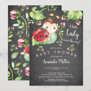 Bekvämt lilla Dam Ladybug Baby Shower Inbjudningar