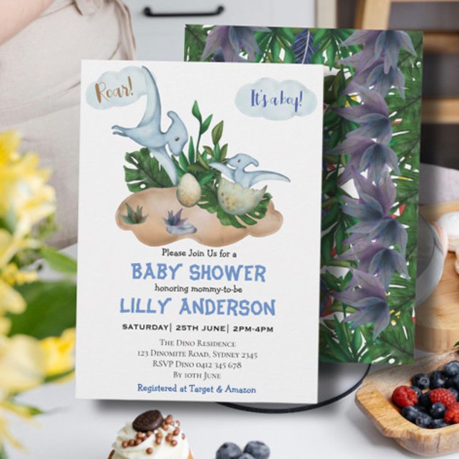 Bekvämt lilla Dinosaurs party! Vrål! Baby Shower Inbjudningar (Skapare uppladdad)