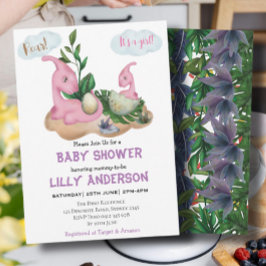 Bekvämt lilla Dinosaurs party! Vrål! Baby Shower Inbjudningar