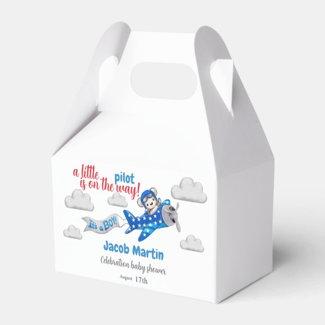 Bekvämt litet Nalle Flygplanets babydusch Presentaskar (Framsidan Sidan)