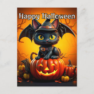 Bekvämt Little Black Kattunge HAPPY HALLOWEEN Vykort