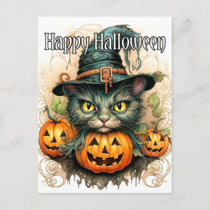 Bekvämt Little Kattunge Witch Happy halloween Vykort
