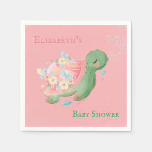 Bekvämt Little Turtle Rosa Baby Shower Pappersservett