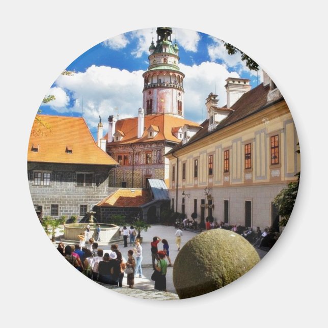 Bekvämt målad Torn i Cesky Krumlov Town Magnet (Framsidan)