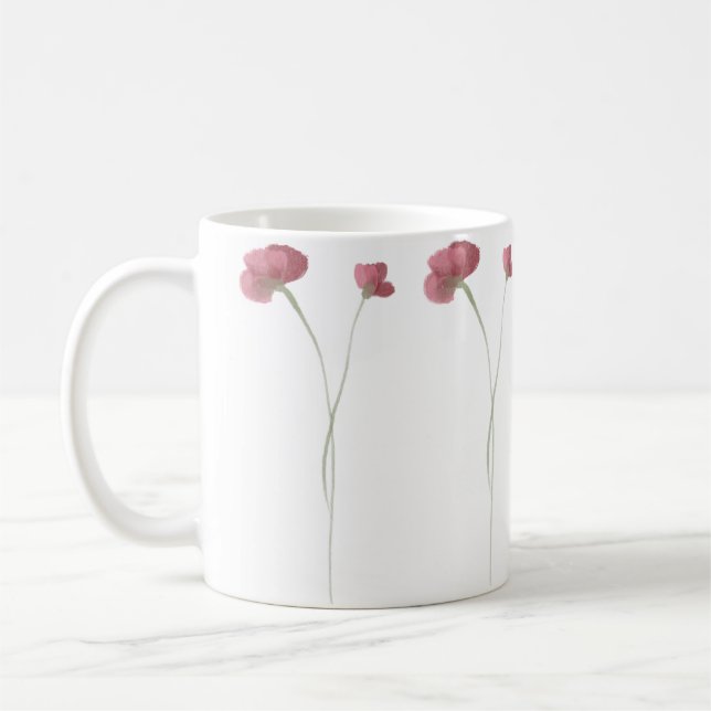 Bekvämt målade Dusty Rosa Vild Flowers Kaffemugg (Vänster)