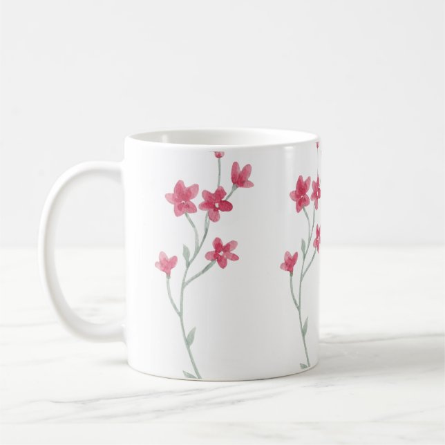 Bekvämt målade Dusty Rosa Vild Flowers Kaffemugg (Vänster)
