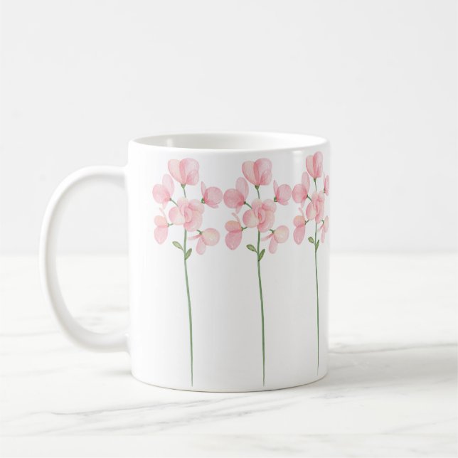 Bekvämt målade Rosa Vild Flowers Kaffemugg (Vänster)