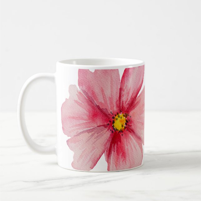 Bekvämt målade Rosa Vild Flowers Kaffemugg (Vänster)