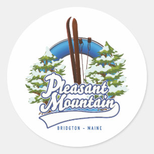 Bekvämt Mountain Ski Bridgton logotyp. Runt Klistermärke