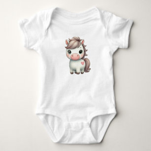 Bekvämt Pony med Heart Baby Bodydräkt T Shirt