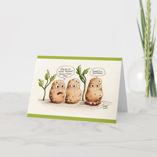 Bekvämt Pun-potatis - hälsningskort Kort (Framsida)