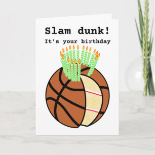 Bekvämt slam dunk basketbollfödelsedag kort