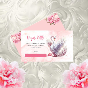 Bekvämt Svan Blommigt Baby Shower Diaper Raffle Tilläggskort