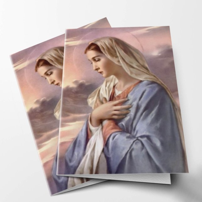 Bekvämt tack | Heliga Mor 02 OBS Kort (Blessed Mother Sympathy Condolence Bereavement Funeral Thank You Card)