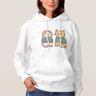 "Bekvämt Tecknad Kattpar i Mysiga konturer" T Shirt