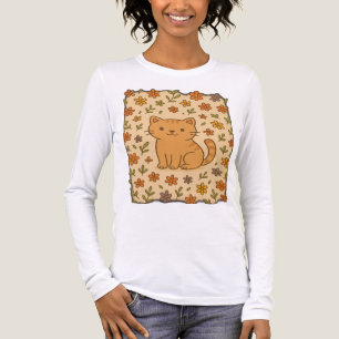Bekvämt Tecknad med Blommönster T Shirt