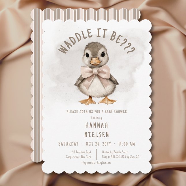 Bekvämt träskverk det är babyskabinster inbjudningar (Adorable Duckling Waddle It Be Baby Shower Invitation)