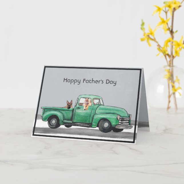 Bekvämt tyska Shepherd Fars dag Card Kort (Gul blomma)