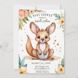 Bekvämt Watercolor Little Kangaroo Baby Shower Inbjudningar