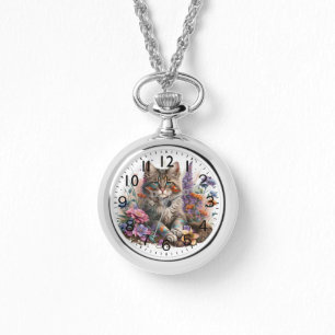 Bekvämt Watercolor Maine Coon Kitten Print Armbandsur