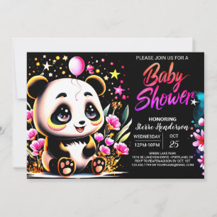 Bekvämt Watercolor Panda har Baby Shower Inbjudningar