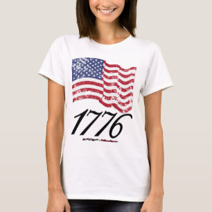 Bekymrad amerikanska flaggan 1776 t-shirt