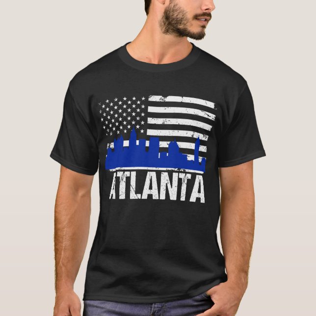 Bekymrad amerikanska flaggan för Atlanta Georgia T Shirt (Framsida)