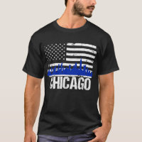 Bekymrad amerikanska flaggan för Chicago horisont