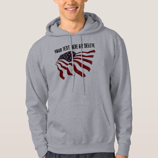 Bekymrad amerikanska flagganHoodiemanar med DIN Hoodie (Framsida)